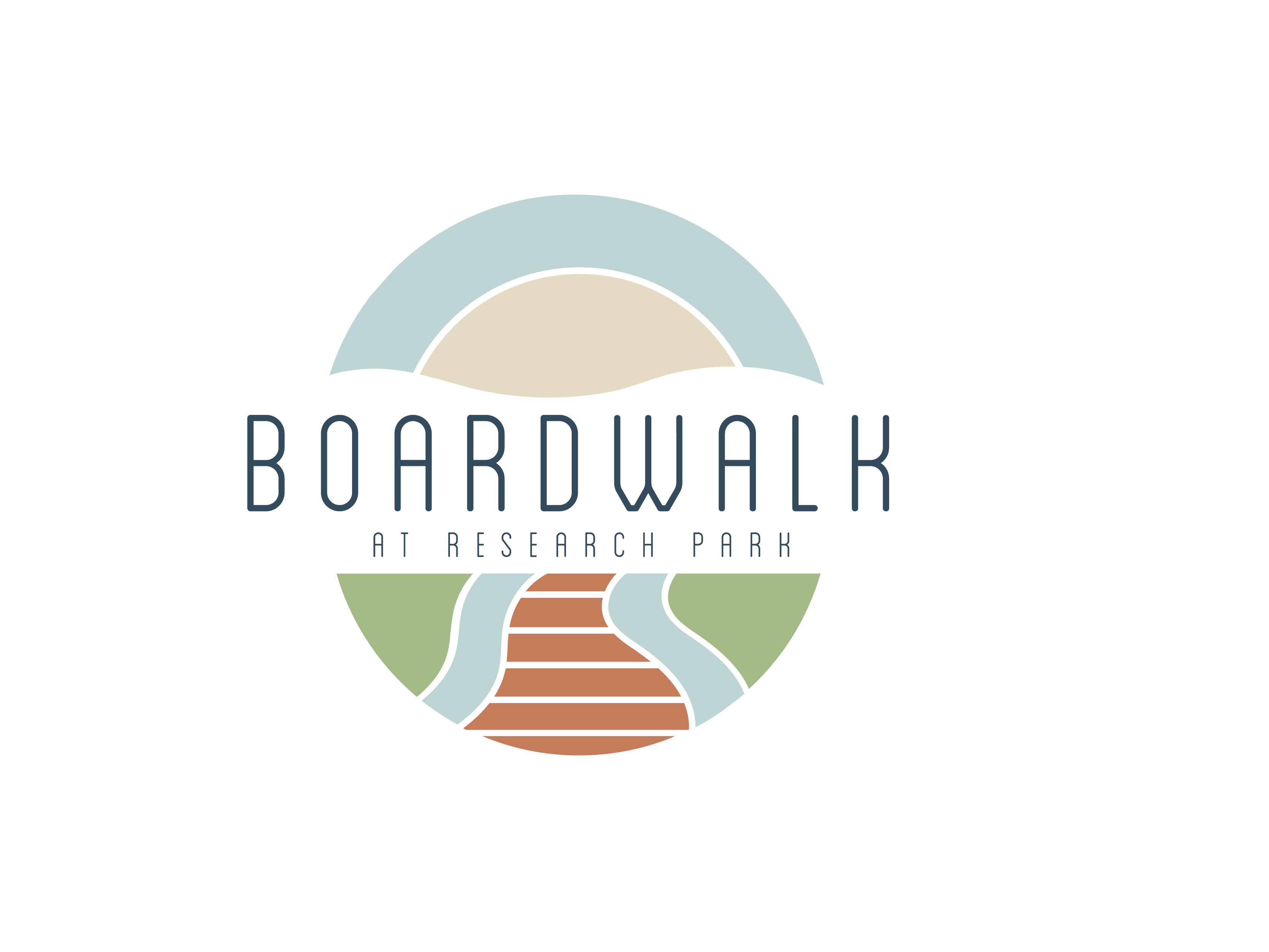 The image is a logo for Boardwalk at Research Park.